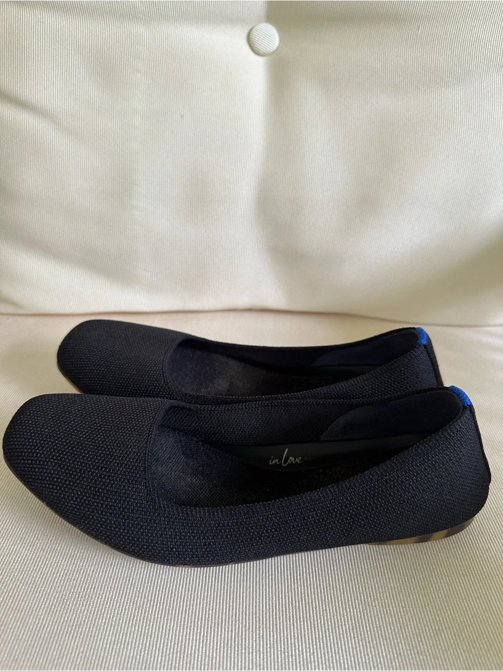 Rothy’s Max Square Flats with supportive “In Love” Insole size 7.5 best fit 7